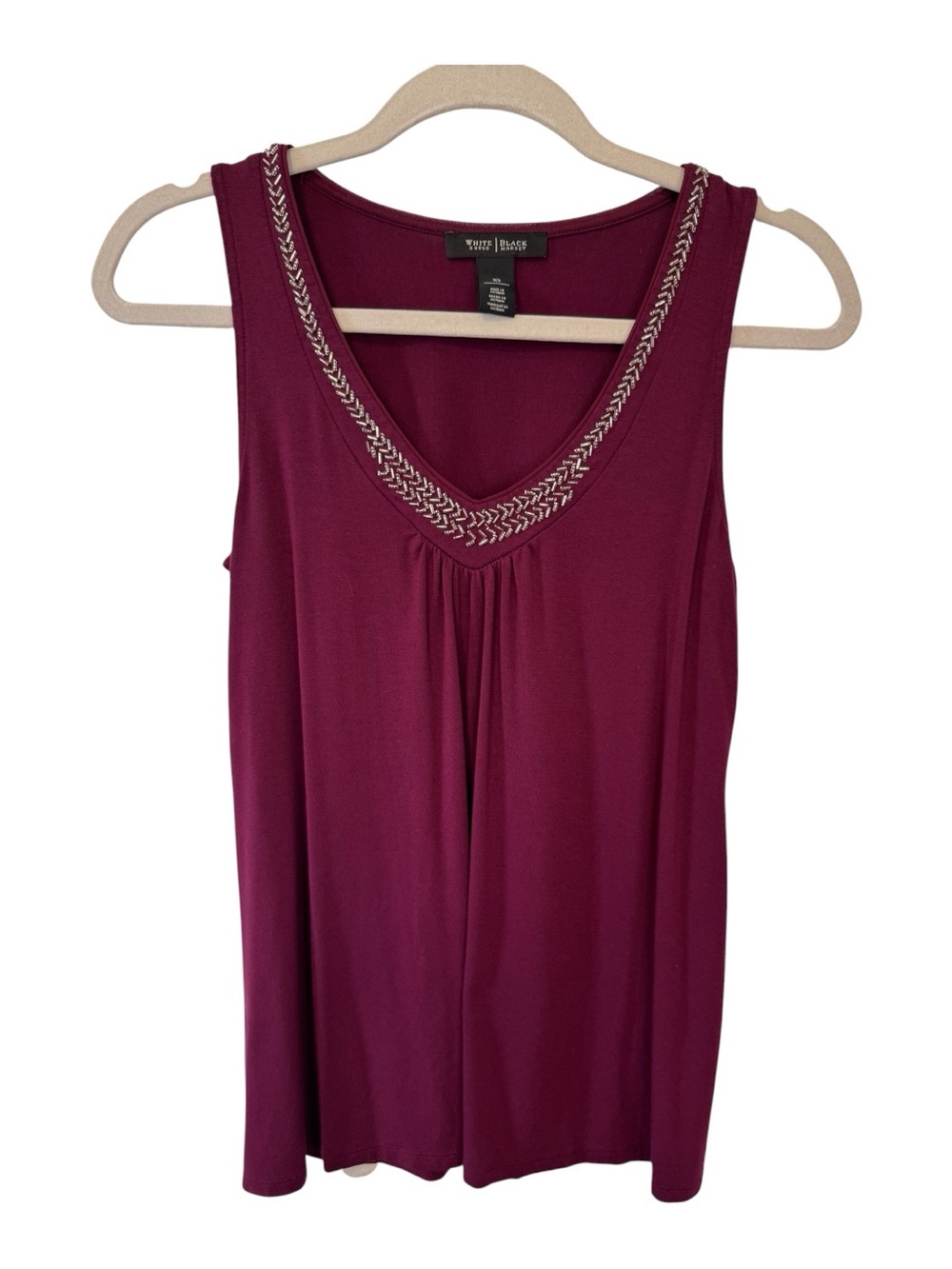 White House Black Market Women’s Sleeveless Embellished VNeck Tank Size XS